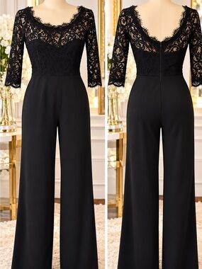 Elegant Black Lace Jumpsuit - Women Pants & Jumpsuits